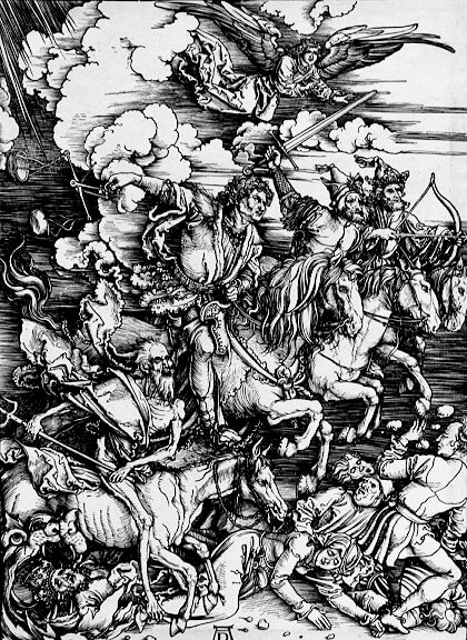 The Four Horsemen of the Apocalypse by Albrecht Durer (1497-1498)