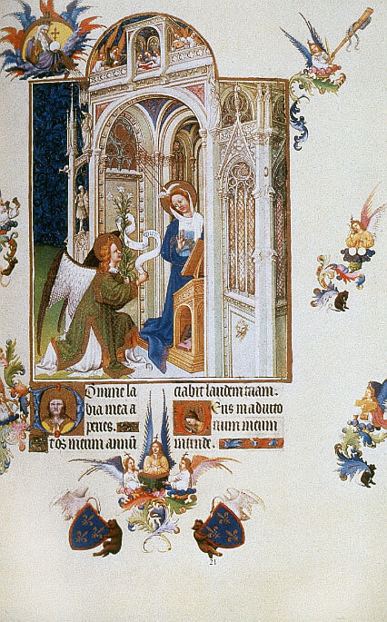 Tres Riches Heures du Duc de Berry Annunciation by Limbourg Brothers (1413)