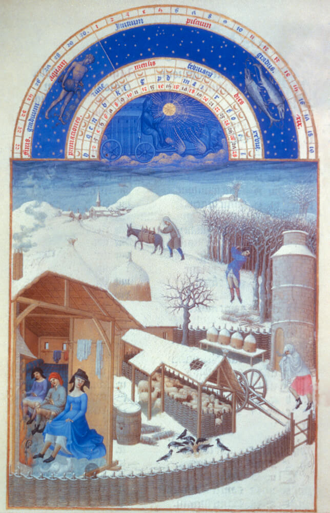 Tres Riches Heures du Duc de Berry February by Limbourg Brothers (1413-1416)