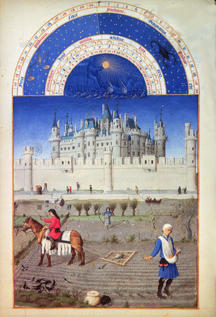 Tres Riches Heures du Duc de Berry October by Limbourg Brothers (1413-1416)