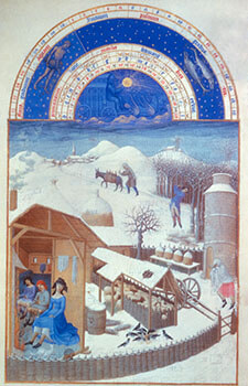 Tres Riches Heures du Duc de Berry February by Limbourg Brothers (1413-1416)
